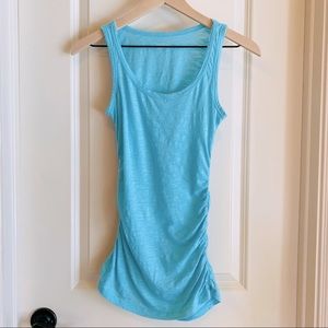 Caslon Aqua Color Ruched Sides Tank (Petite XS)